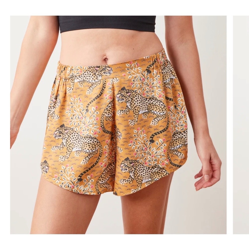 Printfresh Eco Satin Sweet Dreams Pajama Shorts 1X Cheetah Bagheera Viscose Boho